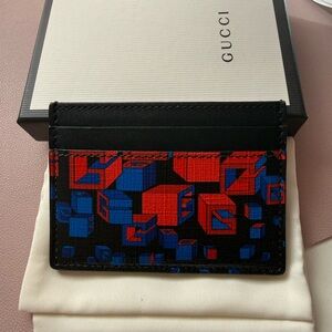 Gucci Black and Red Geometric Card Holder